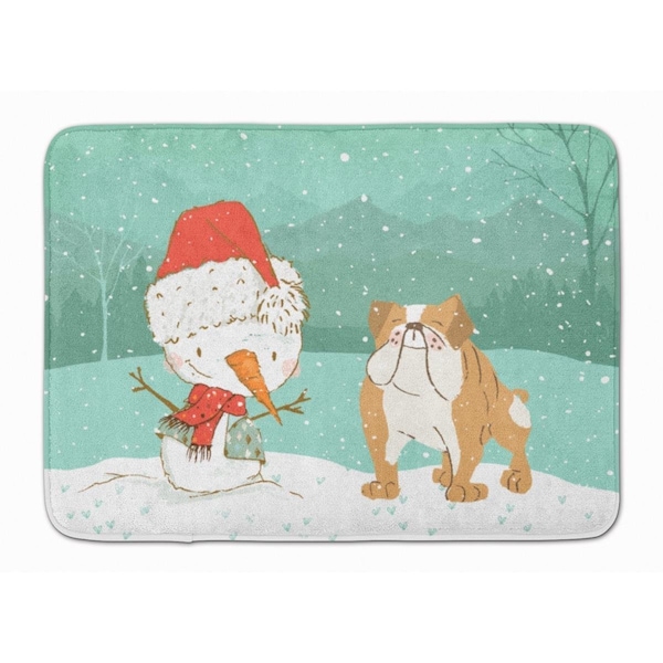 Carolines Treasures English Bulldog Snowman Christmas Machine Washable Memory Foam Mat CK2053RUG - main